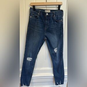 Free People Shark Bite Distressed Skinny Jeans